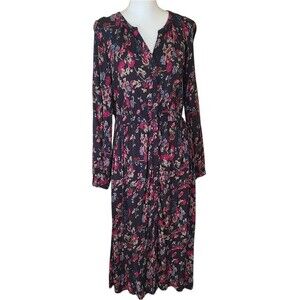 vintage 90's style chaps ralph lauren prairie dress dark floral size M
